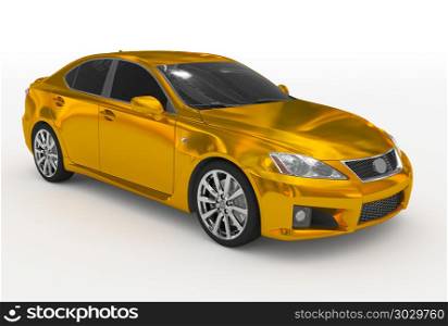 car isolated on white - golden, tinted glass - front-right side . car isolated on white - golden, tinted glass - front-right side view - 3d rendering
