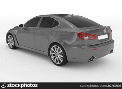 car isolated on white - gray paint, tinted glass - back-left sid. car isolated on white - gray paint, tinted glass - back-left side view - 3d rendering
