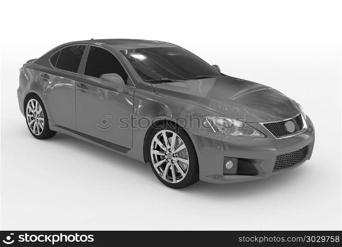 car isolated on white - gray paint, tinted glass - front-right s. car isolated on white - gray paint, tinted glass - front-right side view - 3d rendering