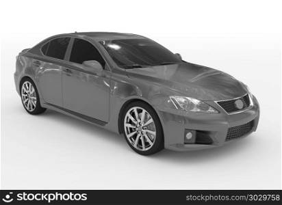 car isolated on white - gray paint, tinted glass - front-right s. car isolated on white - gray paint, tinted glass - front-right side view - 3d rendering