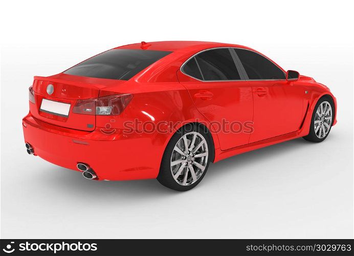 car isolated on white - red paint, tinted glass - back-right sid. car isolated on white - red paint, tinted glass - back-right side view - 3d rendering