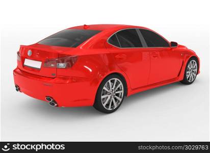 car isolated on white - red paint, tinted glass - back-right sid. car isolated on white - red paint, tinted glass - back-right side view - 3d rendering