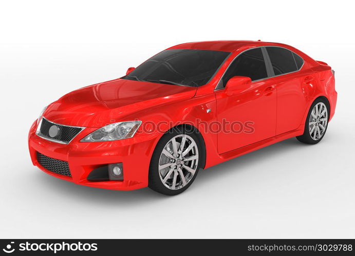 car isolated on white - red paint, tinted glass - front-left sid. car isolated on white - red paint, tinted glass - front-left side view - 3d rendering