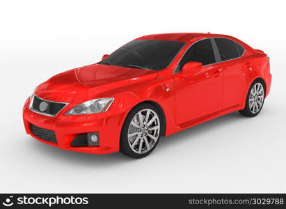 car isolated on white - red paint, tinted glass - front-left sid. car isolated on white - red paint, tinted glass - front-left side view - 3d rendering