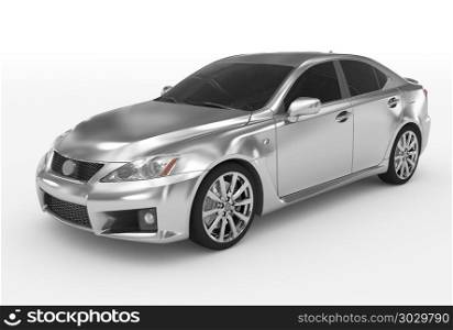 car isolated on white - silver, tinted glass - front-left side v. car isolated on white - silver, tinted glass - front-left side view - 3d rendering