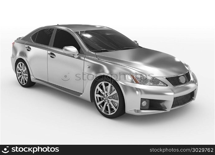 car isolated on white - silver, tinted glass - front-right side . car isolated on white - silver, tinted glass - front-right side view - 3d rendering