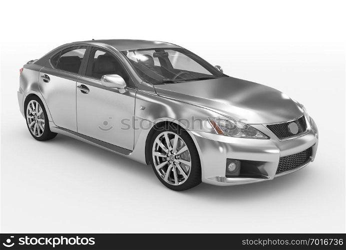 car isolated on white - silver, transparent glass - front-right side view - 3d rendering
