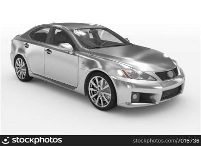 car isolated on white - silver, transparent glass - front-right side view - 3d rendering