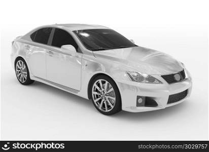 car isolated on white - white paint, tinted glass - front-right . car isolated on white - white paint, tinted glass - front-right side view - 3d rendering