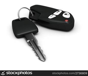 Car key and remote control isolated on a white background