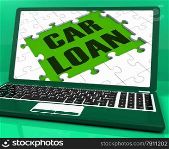 . Car Loan On Laptop Shows Automobile Sales Website And Online Purchases