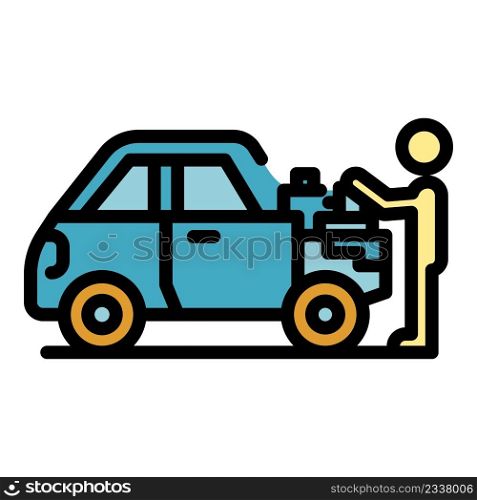 Car mechanic icon. Outline car mechanic vector icon color flat isolated. Car mechanic icon color outline vector