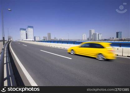 car on road blur motion