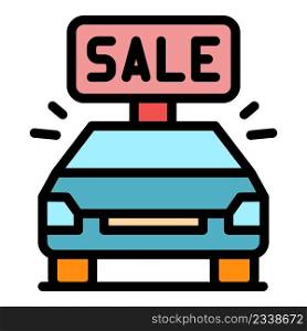 Car on sale icon. Outline car on sale vector icon color flat isolated. Car on sale icon color outline vector