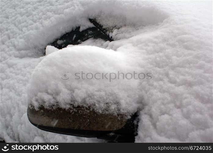 Car on the snow in Moscow winter