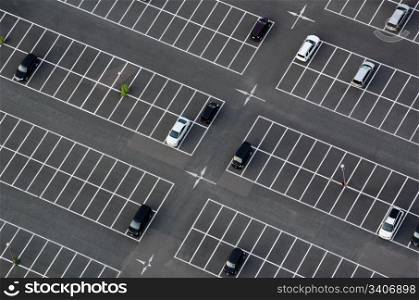 Car park seen from above. Car park seen from above with many empty parking lots