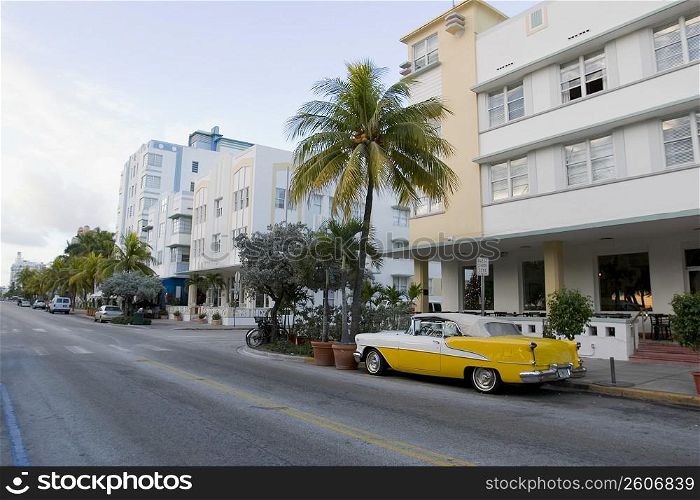 Car parked in front of a building, Ocean Drive, South Beach, Miami Beach, Florida, USA
