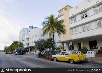 Car parked in front of a building, Ocean Drive, South Beach, Miami Beach, Florida, USA