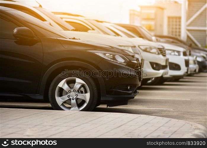 Car parked on street,Car parking row on road,Transportation