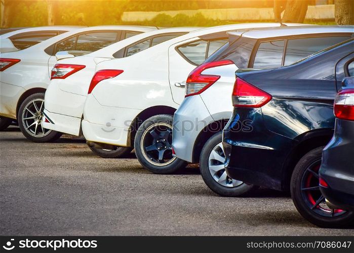 Car Parked Row On Road