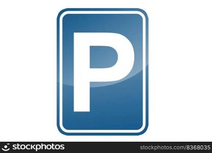 Car parking sign and symbol, blue icon for vehicle, 3d rendering