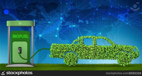 Car powered by biofuel - 3d rendering