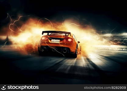 Car racing fire. Speed track turbo. Generate Ai. Car racing fire. Generate Ai