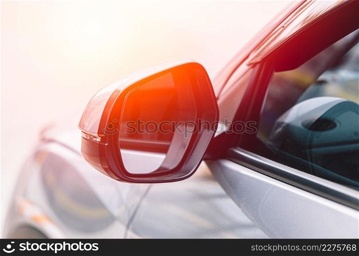 car side mirror or wing mirror for driver look behind back view vision