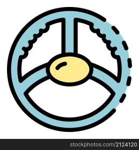 Car steering wheel icon. Outline car steering wheel vector icon color flat isolated. Car steering wheel icon color outline vector