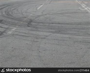 Car tire stains on asphalt racing cards