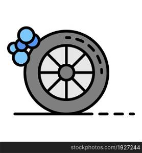Car tire wash icon. Outline car tire wash vector icon color flat isolated. Car tire wash icon color outline vector