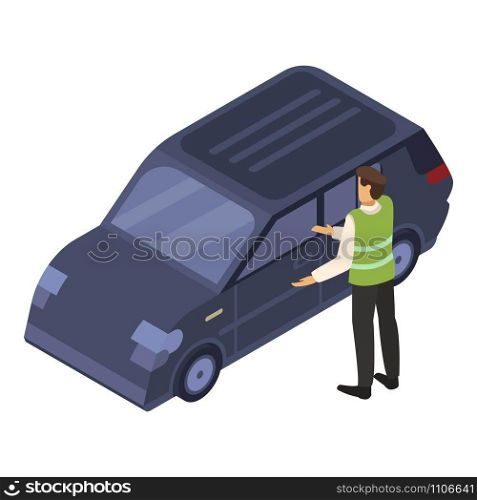 Car valet service icon. Isometric of car valet service vector icon for web design isolated on white background. Car valet service icon, isometric style