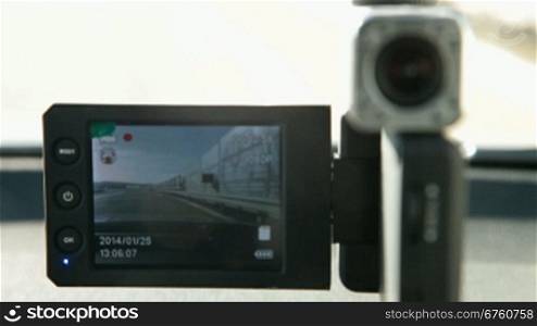 Car video recorder installed in windshield