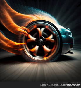 Car wheel speed. Generative AI. High quality illustration. Car wheel speed. Generative AI