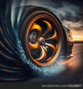 Car wheel speed. Generative AI. High quality illustration. Car wheel speed. Generative AI