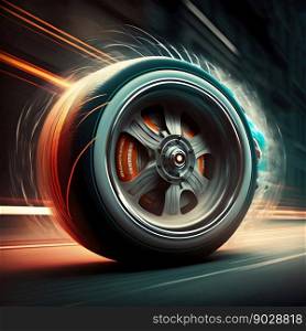 Car wheel speed. Generative AI. High quality illustration. Car wheel speed. Generative AI
