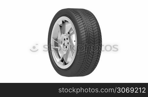 Car wheel spin on white background