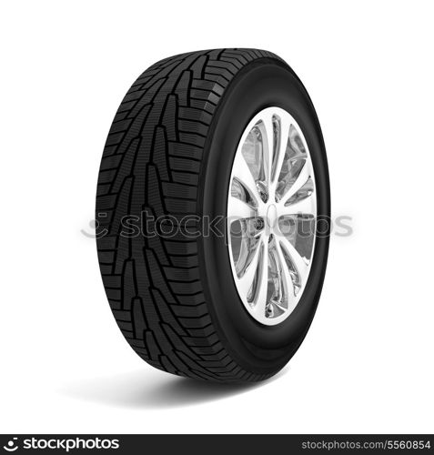 Car winter tire isolated on white background