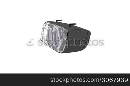 Car xenon headlight spin on white background