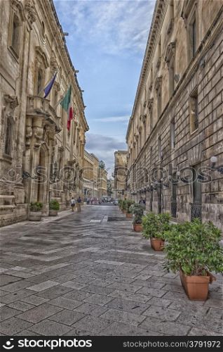 Carafa Palace in the old town of Lecce, previously Monastery of Saint Francis of Paola or Monastery of Paolotte Sisters, in the southern of Italy was built in XVIII century and now it?s the Municipal House of Lecce