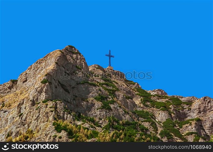 Caraiman Peak with The Heroes&rsquo; Cross in the Bucegi Mountain. Caraiman Peak in the Bucegi Mountain