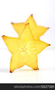 Carambola on white background - slices