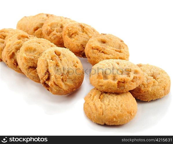 caramel cookies on white background