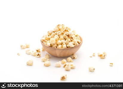 caramel popcorn on white background