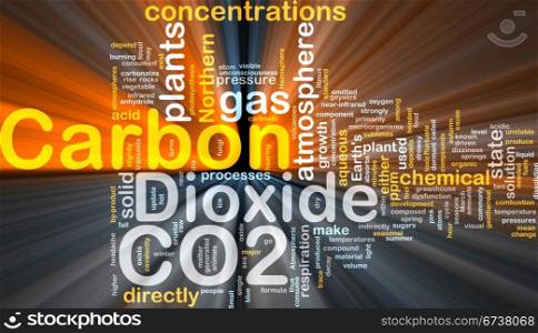 Carbon dioxide background concept glowing. Background concept illustration of carbon dioxide co2 gas glowing light