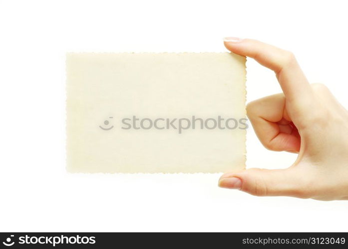 card blank in a hand