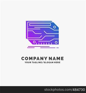 card, component, custom, electronic, memory Purple Business Logo Template. Place for Tagline.. Vector EPS10 Abstract Template background