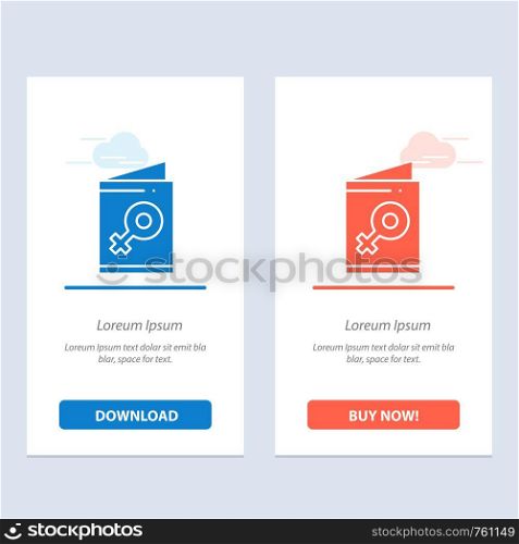 Card, Female, Symbol, Invite Blue and Red Download and Buy Now web Widget Card Template
