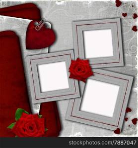 Card for invitation with heart and roses