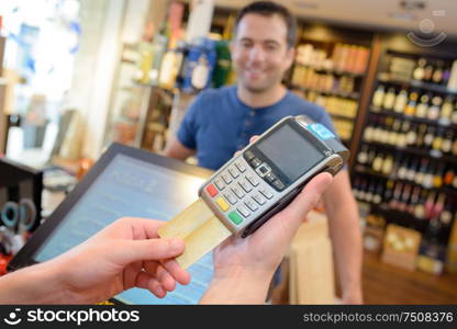 Card payment in liquor store